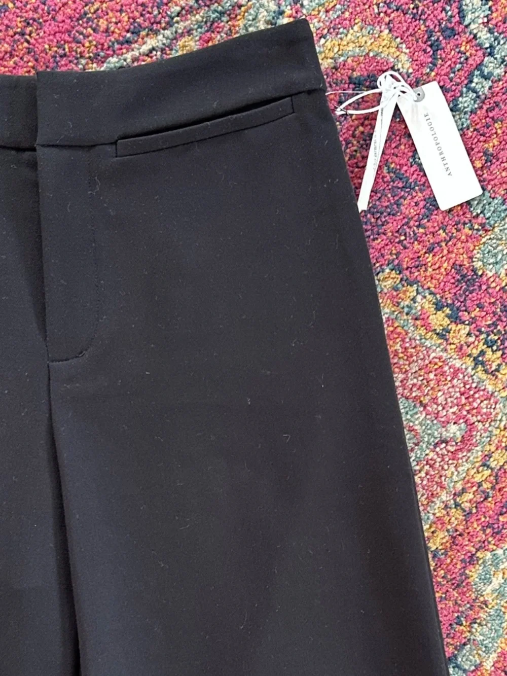 NWT Anthropologie | Women’s Black Crystal Crop High Rise Wide Leg Pants Size 2